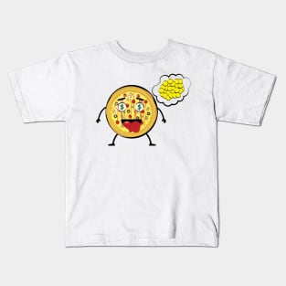 Greedy Pizza - Funny Character Illustration Kids T-Shirt